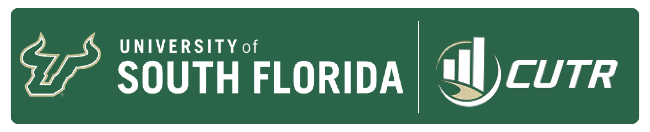 University of South Florida's Center for Urban Transportation Research logo in white font behind a green-colored background.