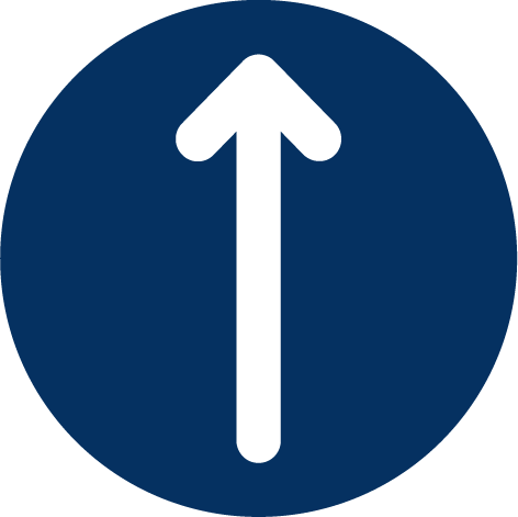 Blue icon with a white arrow in the center representing elevation.